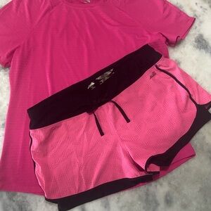 Avia Bright Pink black Activewear athletic shorts Sz XL